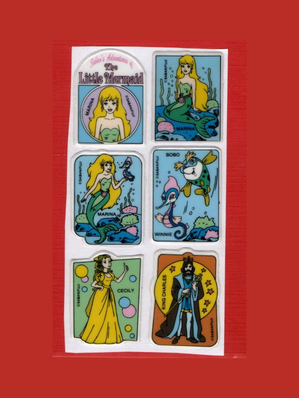 Saban’s Adventures of the Little Mermaid Vintage Puffy Sticker Set 80's Anime